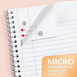 SUNEE Spiral Notebooks, 1-Subject, 5 Pack, College