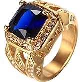 PMTIER Men's Vintage Stainless Steel Cubic Zirconia Ring