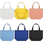 Caeuiciw 6 Pack Small Canvas Tote Bags, Mini Canvas Bags Bulk10x8x4inch Reusable Cotton Shopping Bag Bulk DIY Mini Tote Bag Gift Bag