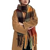 Wander Agio Winter Women Warm Scarf Long Shawl Large Scarves Cold Weather Thick Blanket Scarfs Colorful Plaid