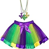 Heliltd 4pcs Mardi Gras Accessories include Tutus Skirt and Pendant Bead Necklaces Mardi Gras Dress for Women Costume Party