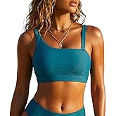 Hilor Women's Underwire Bikini Top One Shoulder Swimsuits Push Up Bathing Suit Top Cropped Tankini Tops Only