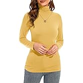 Anyeager Womens Long Sleeve Turtleneck T-Shirts Casual Lightweight Slim Fit Cozy Base Layer Top