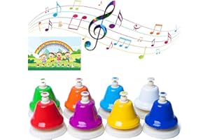 ESMAVO Desk Bells 8 Notes, Music Hand Bells Musical Percussion Instrument, Diatonic Musical Table Bells for Teaching Church Chorus, Preschool Musical Learning, Colorful Diatonic Handbells for Family Party