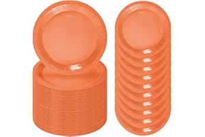 FALIZIFU 50 Pcs Orange Paper Plates 7 Inch Orange Dessert Plates Disposable Dinner Plates for Baby Shower Bridal Shower Birthday Party Supplies Disposable Paper Plates