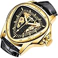 Triangle Golden Skeleton Watch for Men Mechanical Automatic Wristwatch Sport Silver Stainless Steel Mens Watches