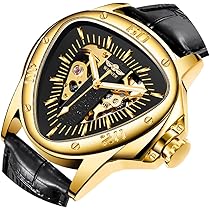 Amazon.com: Men's Triangle Watches, Golden Skeleton Watch