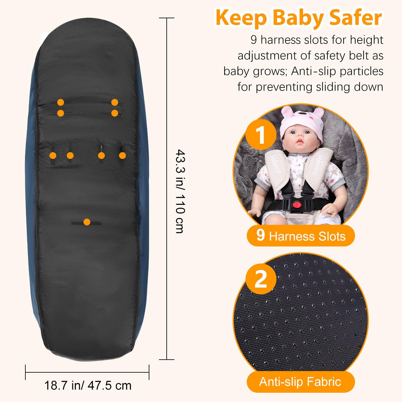 Zooawa Stroller Bunting Bag Universal, Waterproof Baby Stroller Footmuff, Stroller Sleeping Bag for Cold Weather, Extra Thick, Fits 6-36 Months Baby, Dark Blue