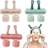 SuPoo Snail Spa Headband and Wristband Set Funny Alien Skincare Headband for Washing Face Puffy Wrist Bands for Women Animal Makeup Head Band Preppy Teen Girl Gifts Trendy Stuff Hair Accessories 9PCS