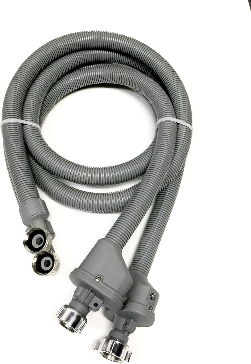 2-pack Flood Safe Washing Machine Hoses - 6 FT Heavy Duty PVC Hose Sealed With Rigid Corrugated Outer Wall in Gray and Built-in Auto Shut-off Valve Come with Univeral 90 degree elbow Connection (6FT)