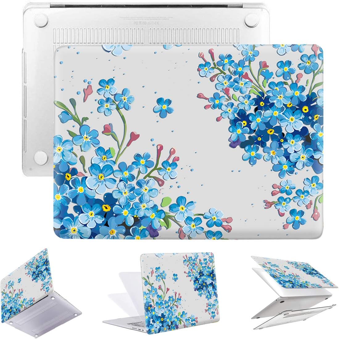 PapyHall MacBook Retina 12 Case Transparent Plastic Shell Case Only Compatible 2017/2016/2015 Release MacBook 12 inch Retina Display Model: A1534 Blue Flower