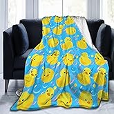 Yellow Rubber Ducks Throw Blanket Gifts Soft Warm Fleece Blankets for Bed Chair Car Sofa Couch Bedroom 60"X50"