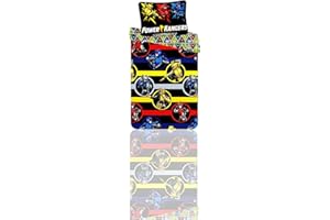 BEAST MORPHERS Power Ranger cot Duvet Set,Toddler Duvet Cover&Pillowcase,100%Cotton,Reversible