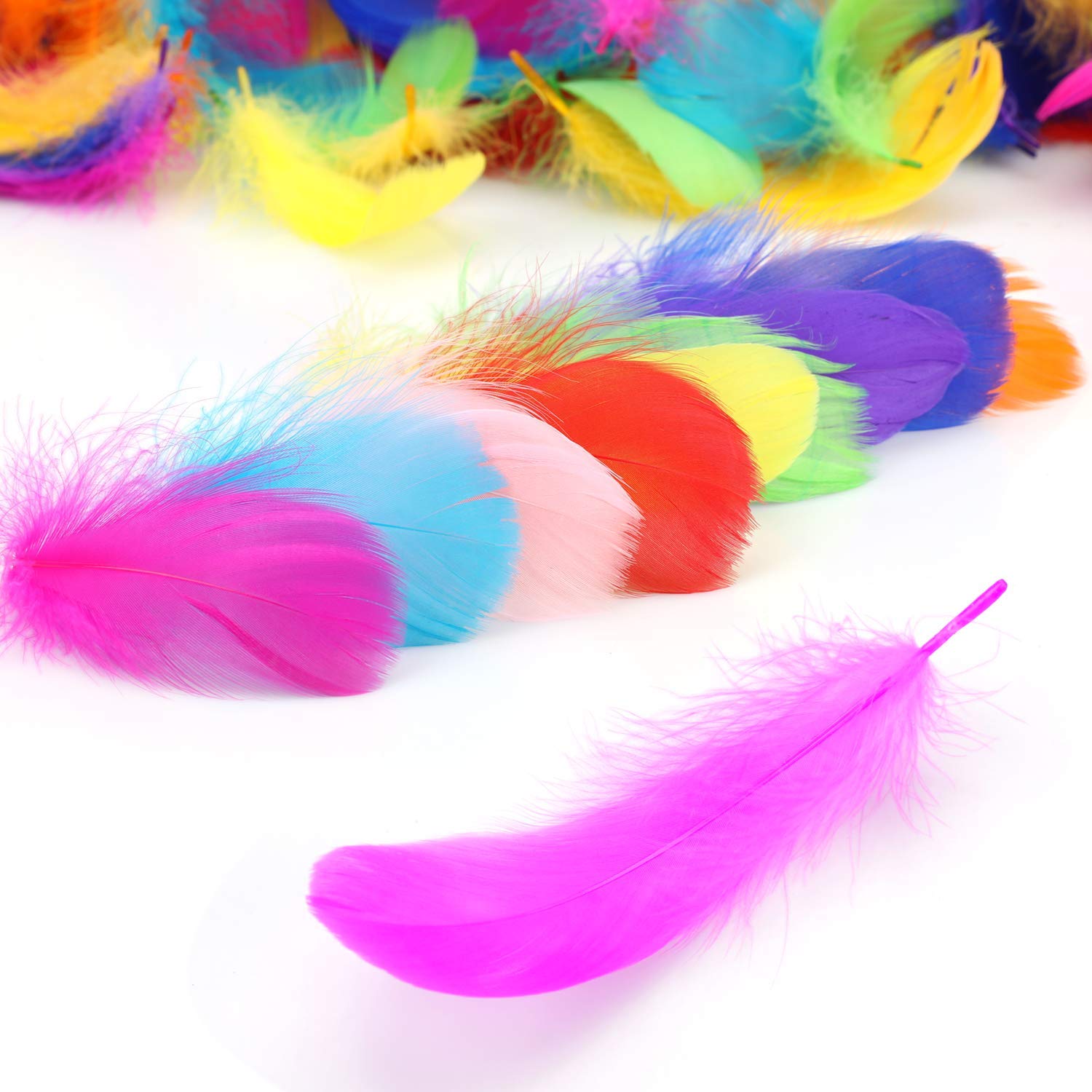 Ziranee 300 PCS Natural Goose Feathers Decorations, Multicolor, 8-12CM, DIY Dream Catchers, Hats, Costume, Wedding Decorations