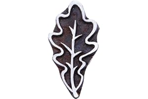 KNITWIT Indian Decorative Block Brown Wooden Textile Leaf Stamps Wood Printing Block