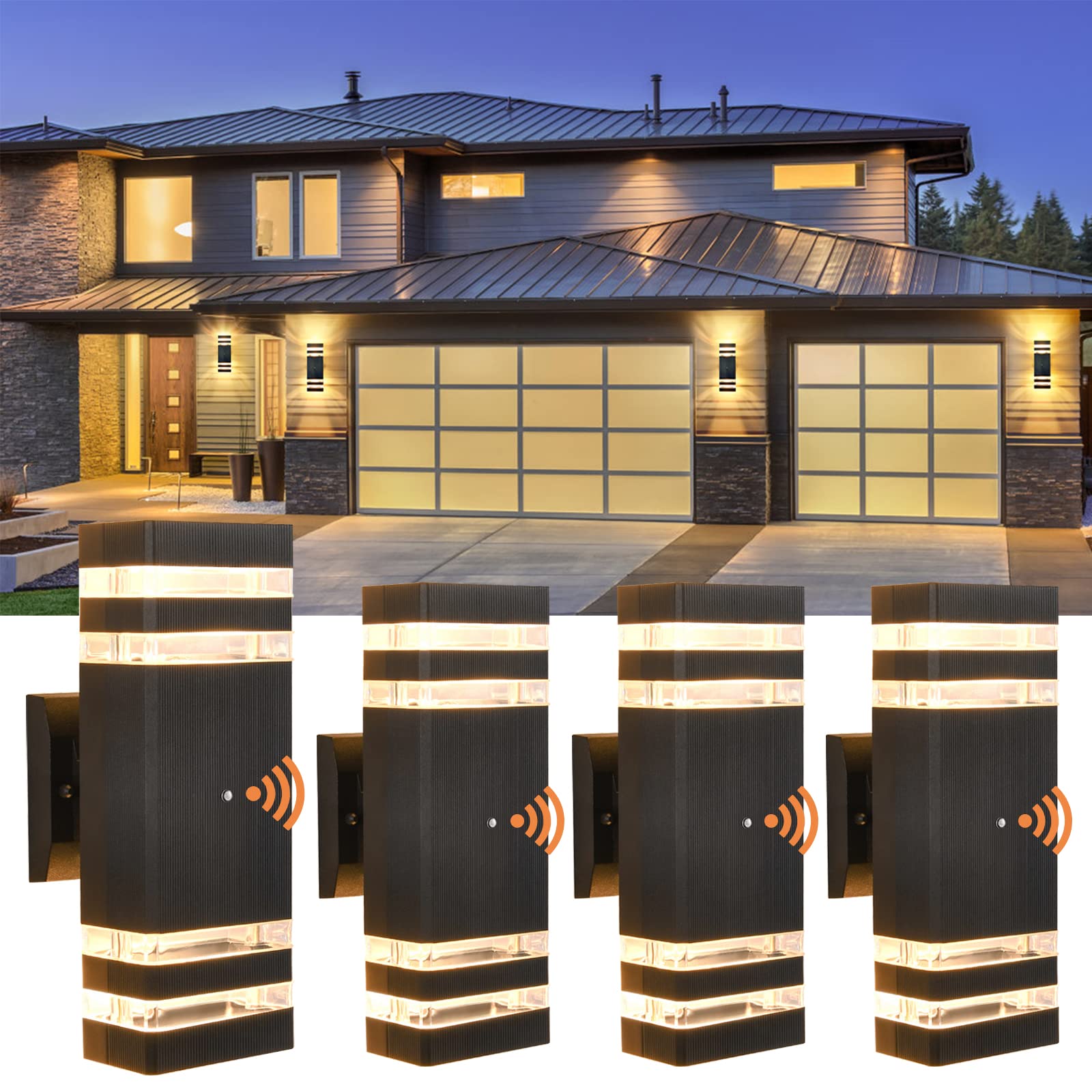 Photo 1 of DARIISI Dusk to Dawn Outdoor Wall Lights, 4 Pack Up and Down Outdoor Lights for House, Waterproof Aluminum Exterior Lighting Fixtures for Porch Garage Patio