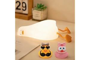 FAMIDUO Lying Flat Duck Night Light, LED Soft Squishy Duck Lamp with Gift,Timmer/Dimmable/USB Rechargeable Nursery Nightlight