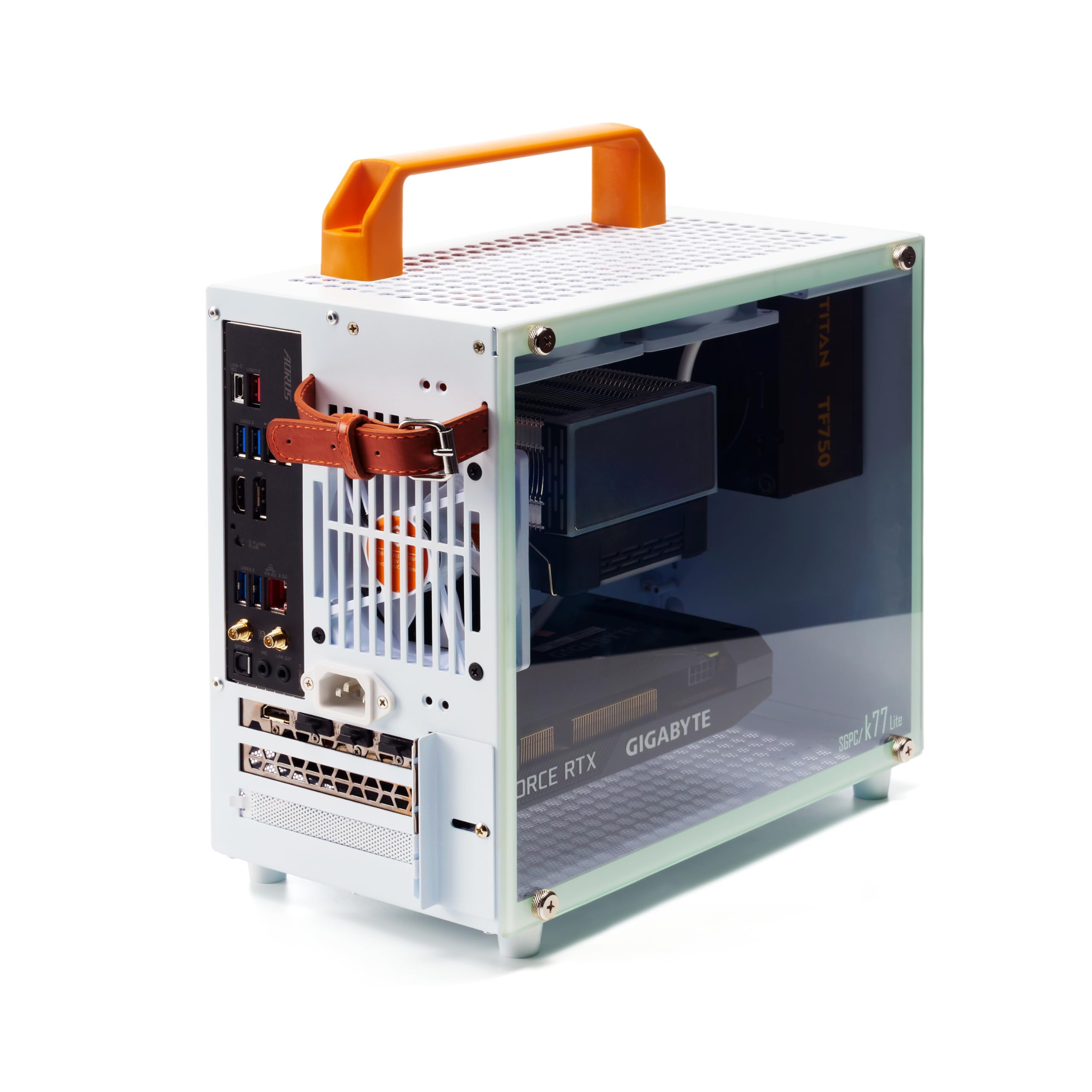 SGPC K77 Lite 11.6L/Compact Mini-ITX PC Gaming Case/135mm CPU Cooler & 280mm GPU & SFX PSU Support/Tempered Glass Side Panel/up to 6 x 92mm Cooling Fans,1 x Pre-Installed ARGB Fan(K77Lite,White)