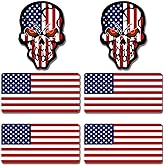6pcs Reflective American Flag Hard Hat Stickers, Red Ops Decals for Tactical Gear, Patriotic USA Skull Flags Toolbox Helmet Labels