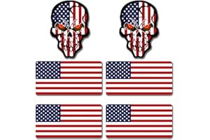 KINBOIN 6pcs Reflective American Flag Hard Hat Stickers, Red Ops Decals for Tactical Gear, Patriotic USA Skull Flags Toolbox Helmet Labels