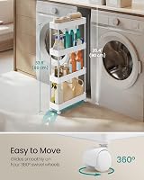 SONGMICS 4-Tier Storage Trolley Cloud White KSC08WT 15 kg 360° Wheels view 6
