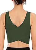TASADA V-Neck Sports Bras for Women - Wirefree Padded Yoga Bra Running Workout Aesthetic Crop Tank Tops