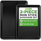 Nutrichef Non-Stick Cookie Sheet Baking Pans - 2-Pc. Professional Quality Kitchen Cooking Bake Trays w/ Black Diamond Coating