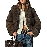 Yimoon Womens Faux Fur Coat Cropped Fur Jacket Fluffy Open Front Winter Warm Outerwear