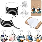 Whaline 30Pcs Round Sublimation Blank Earrings Bulk Unfinished Heat Transfer Earrings with Earring Hooks and Jump Rings for Women Jewelry DIY Crafts Making Supplies