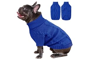ALAGIRLS Small Dog Pullover Sweater, Cold Weather Dog Sweater Cat Coat, Halloween Christmas Holiday Themed Pet Outfits Apparel, RoyalBlue S
