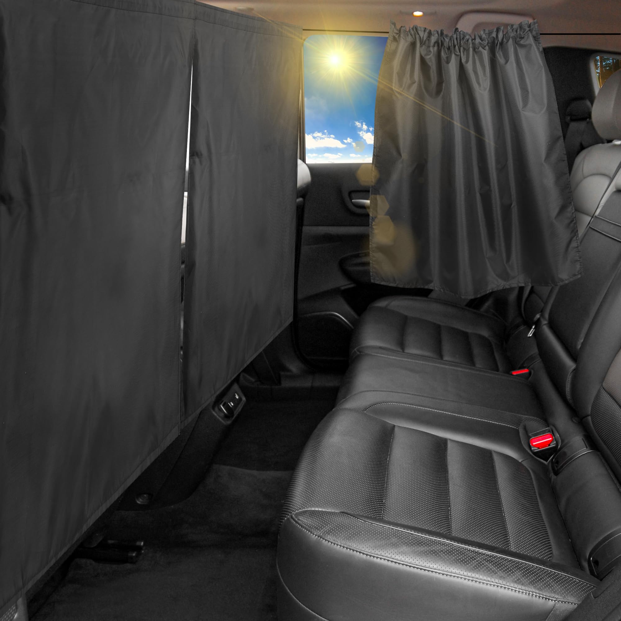 Photo 1 of VANPET 99% Light Blocking Car Curtains, Fabric Rear Seat & Side Windows Divider Curtain Car Window Baby Shades, Wide Sedan SUV Sunshade Screen Covers for Travel Camping