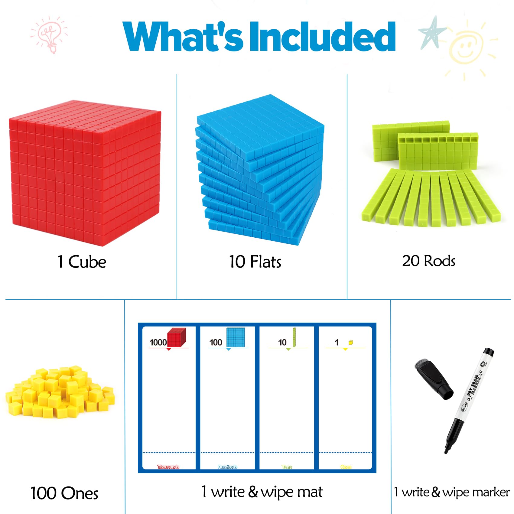 Mua Torlam 131 PCS Base Ten Blocks - Place Value Blocks, Plastic Base ...