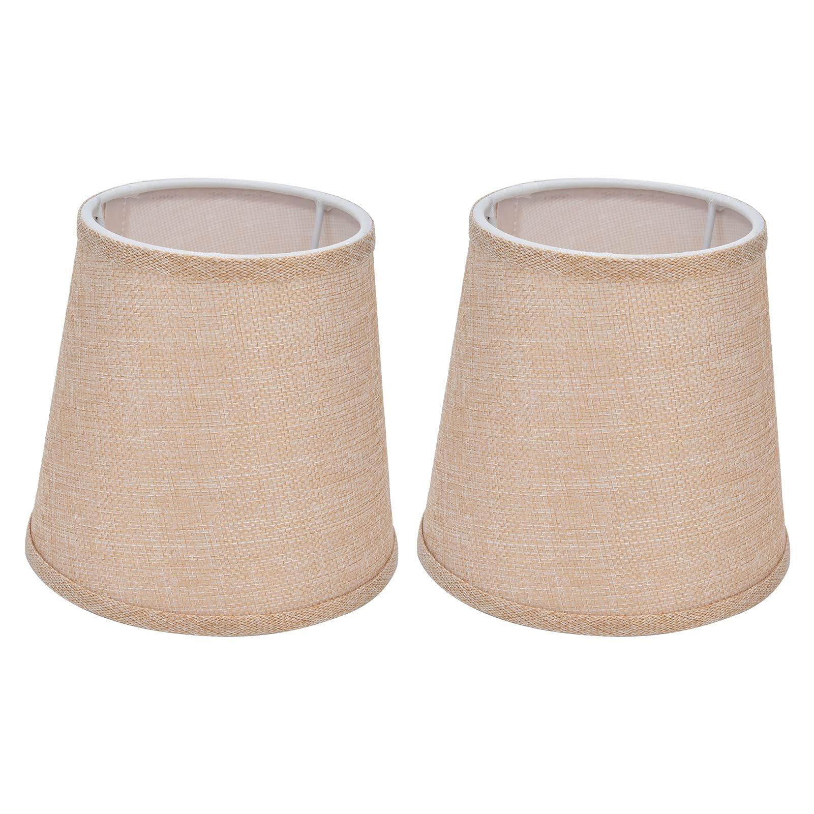 Lamp Shades Ceiling 2Pcs Burlap Lamp Shades Chandelier Ceiling Bedside Lampshades Set of 2 Small Tapered Drum Lightshade 4.4x6.1x5.5inch for Table Wall Lightlamps