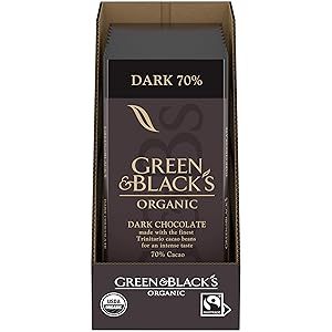 Green & Black’s Organic Dark Chocolate Bar, 70% Cacao, Easter Chocolate, 10 - 3.17 oz Bars