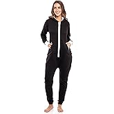 Skylinewears Women's Fleece Non-Footed One Piece Onesie Adult Hooded Pajamas Ladies Jumpsuit