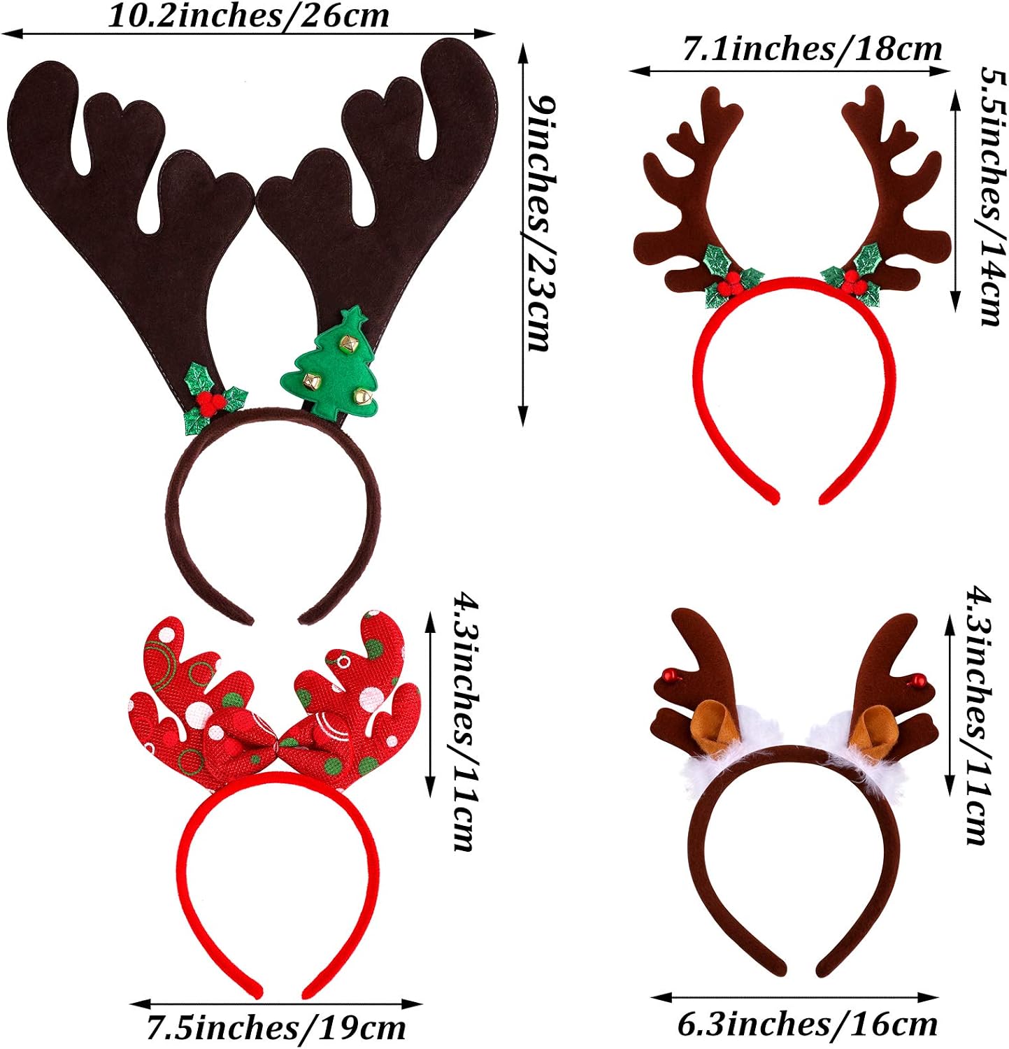 Ruisita 9 Pack Christmas Reindeer Headband Ornaments Christmas Antlers Costume Headwear Decoration Assorted Styles Christmas Party Gifts for Christmas Holiday Party - Image 3