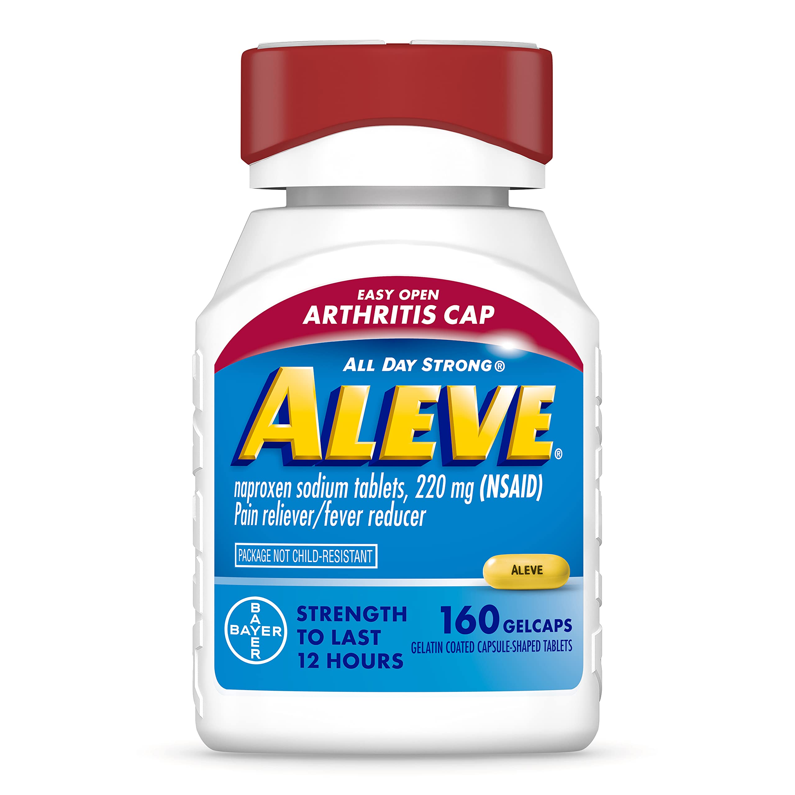 Aleve Gelcaps with Easy Open Arthritis Cap, Naproxen Sodium, Arthritis Pain Relief Medicine, Medication for Arthritis Pain, 160 Count