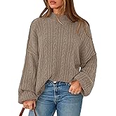 PRETTYGARDEN Womens Sweater 2026 Long Sleeve Crewneck Cable Knit Oversized Sweaters Pullover Exposed Seam Spring Outfits