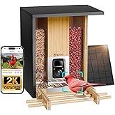 Birdfy Smart Bird Feeder with Camera, Solar Powered 2K Live tream Bamboo Wood feeder& Metal Guard, AI Identify Birds & Auto Record Video, Wild Birds Watching Ideal Gift for Chistmas for mom,Bird-Lover