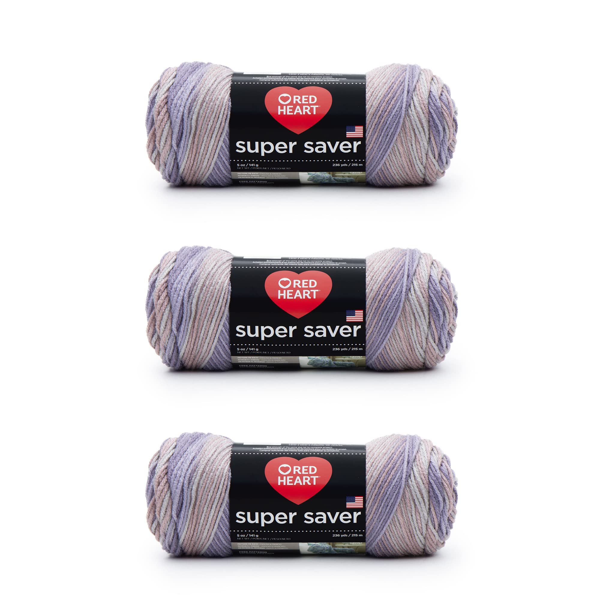 Red Heart Super Saver Pack of 3 - Mulberry Mix - 7oz/198g - Acrylic - 4 Medium (Worsted) - 364 Yards - Knitting, Crocheting, Crafts & Amigurumi — image 1