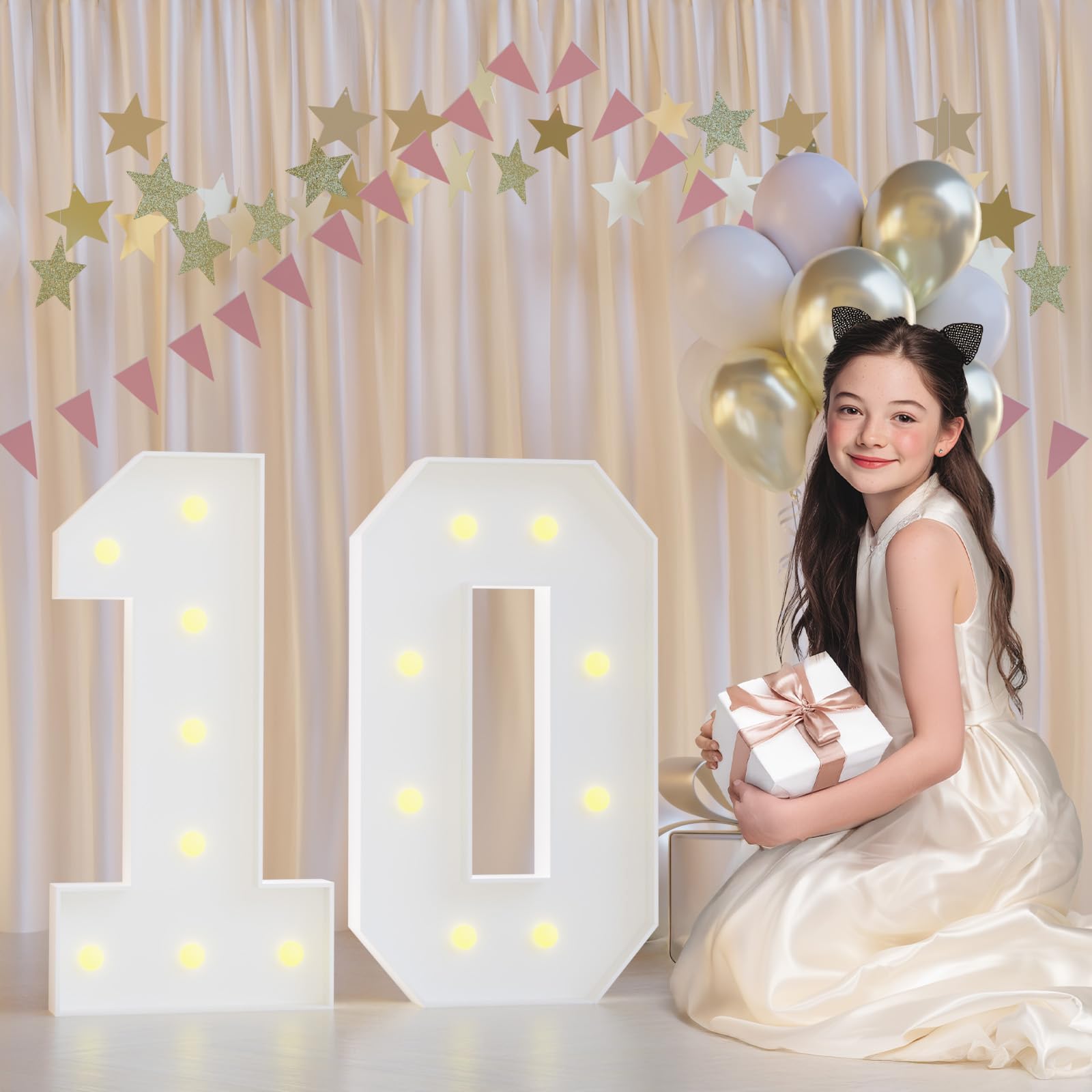 Photo 1 of 10th Birthday Decorations Marquee Numbers, 2.3FT Large Light up Number 10 for Birthday Decorations, Number 10 Light up Numbers for Party Anniversary Decor Sign