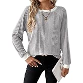 Dokotoo Long Sleeve Shirts for Women Casual Fashion Loose Fit Womens Tops Crewneck Basic Pullover Tunics
