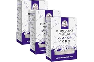 52USA Sushi Rice 2 Pound (Pack of 3), Premium Short Grain Rice 96 Ounce (2721g), Gluten-Free, Vegan, White Sticky Rice for Su
