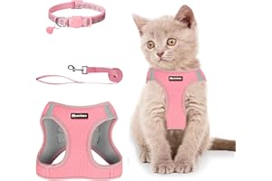 Muecleao Cat Harness and Lead Set, Adjustable Cat Harness for Walking Escape Proof, Soft Kitten Harness and Lead Set Vest wit