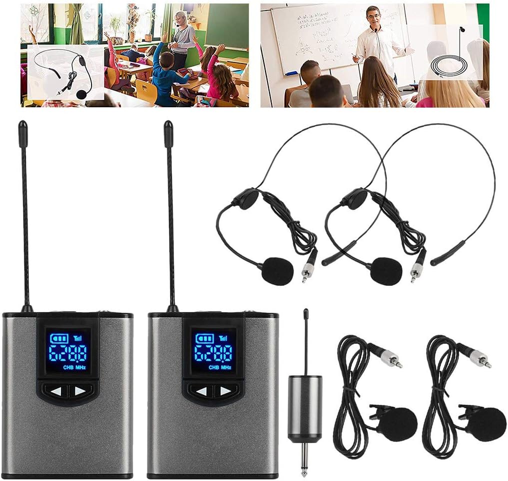 Luonita Wireless Headset Lavalier Microphone System - Professional Lapel Microphone Omnidirectional Condenser Mic Compatible with iPhone Android Smartphone for Video, Interview, Teaching (Silver)
