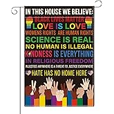 In This House We Believe Yard Sign Gay Pride Garden Flag Rainbow Decor for Pride Month Funny Gay Prides Gifts for LGBTQ Lesbian 12 x18 inches Double Sided Yard Decoration