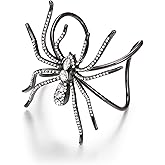 EVER FAITH Halloween Party Jewelry Accessory Rhinestone Crystal Art Deco Spider Animal Bangle Adjustable Cuff Bracelet for Women