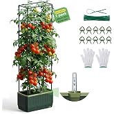 Raised Garden Bed Tomato Planter with Trellis, 52" Self Watering Tomato Planter with Water Level Indicator, Larger Rectangular Tomato Cages for Indoor &amp; Outdoor Climbing Vegetable and Plants (1)