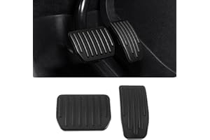 Alieemo 2PCS Aluminum Car Accelerator Pedal Covers, Vehicle Foot Pedal Pads Set, Non Slip Performance Automotive Brake Foot Rest Pedal Extenders Replacement Compatible with Model 3 Model Y (Black)