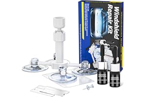 ARRIONO Windshield Repair Kit, Car Windshield Crack Repair Kit, Rock Chip Cepair Kit Windshield Bracket with Suction Cup, 2 bottles Windshield Crack Repair Liquid Fix for Chips, Star-Shaped, Bulls-Eye